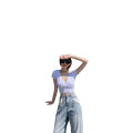 Women Crop Tops, V-Neck Solid Color Short Sleeve Slim-Fit Casual Outwear Streetwear.