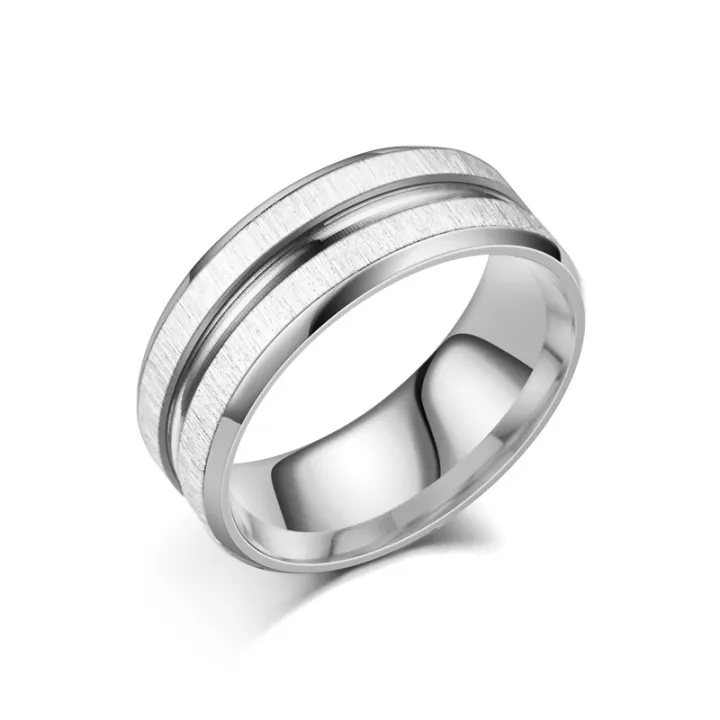 New%20Titanium%20Steel%20Two-color%20Men's%20Brushed%20Anti-scratch%20Brushed%20Fashion%20Ring%20Couple%20Ornament%20-%20Image%205