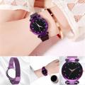 Magnet Analog Watch For Women-Purple.