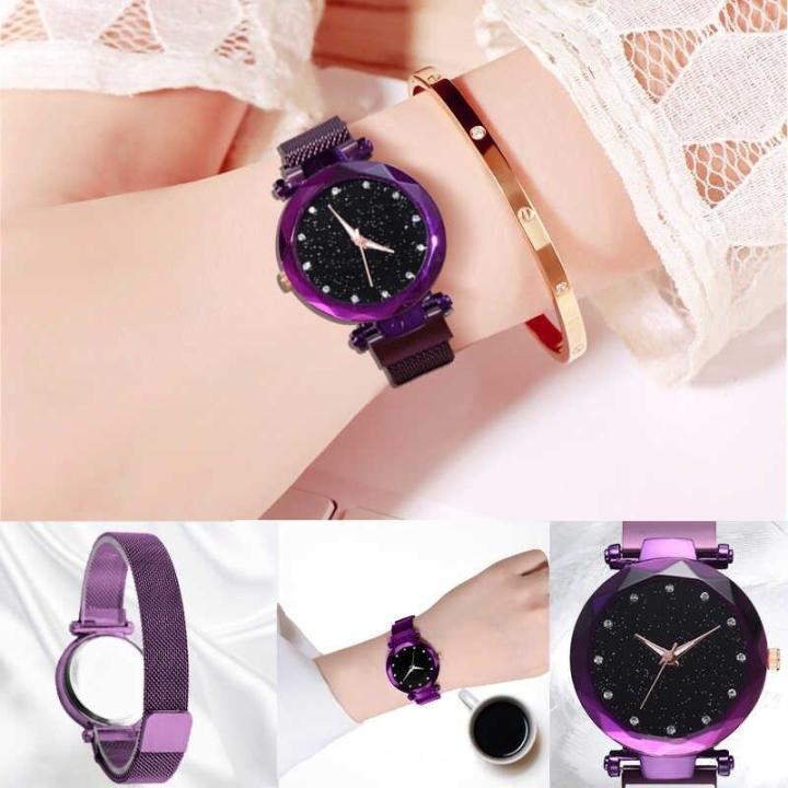 Magnet Analog Watch For Women-Purple