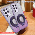 For Samsung Galaxy S24 Ultra S24 Plus Case Creative Bracket Transparent Fashion Soft Glitter Plated Fall Prevention for Galaxy S24 Plus S24 Ultra Back Cover.