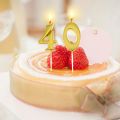 2pcs 16/18/21/40 Birthday Number Decoration Bithday Cake Topper Candles Party Supplies Golden Number. 