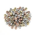 100pcs 7x3.2mm Gold Silver Color Letter Beads Flat Round Acrylic Alphabet Spacer Beads For Jewelry Making DIY Bracelet Necklace. 