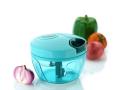 Vegetable Chopper Handy Quick Cutter for Kitchen, 3 Blade Stainless Steel, Pull String, Green (350ml). 