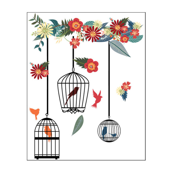 Autocollants Muraux Décoratifs Flower Bird - Motif Arbre Avec Fleurs Et Oiseaux, Multicolore, PVC