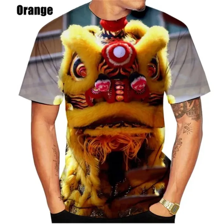 Chinese%20Lion%20And%20Dragon%203D%20Printed%20T%20Shirt%20Casual%20Chinese%20Style%20Short%20Sleeve%20Tees%20Tshirt%20Streetwear%20Loose%20Comfortable%20Top%20Male%20-%20Image%204