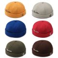 Fashion Men Cotton Docker Cap Skullcap Retro Brimless Hip Hop Hats Multipurpos Portable Solid Color Adjustable Soft Top Hats.