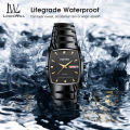 LouisWill Watch For Men Men's Square Watch Diamond Inlaid Double Calendar Watch Waterproof Quartz Watch Steel Band Watch With Calendar Quartz Watch Fashion Men Watches. 