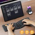Wireless Folding Keyboard USB-C Rechargeable Ultra Slim Split Ergonomic Portable Mini Keyboards with Phone Holder. 
