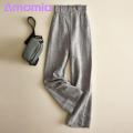 Amamia Loose Trousers Pockets Office Lady Straight Wide Leg Trousers. 