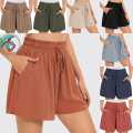 Soft Cotton Linen Women’s Shorts with Functional Side Pockets and Adjustable Waist.