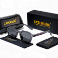 Caterside Retro Polarized Sunglasses Men Square New Upgrade Acetate Temple Sun Glasses Women Driving Sport High Quality Case.