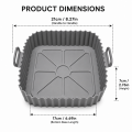 Reusable Silicone Air Fryer Liner with Handles Square Non-Stick Silicone Baking Tray, Heat Resistant Food Grade Silicone Basket Insert for Air Fryers, Oven, Microwave & Dishwasher Safe.