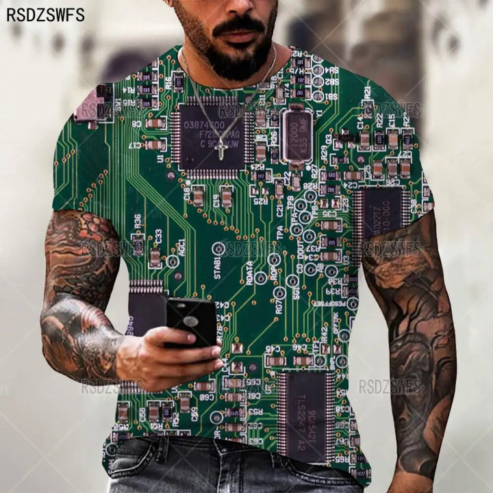 2021%20summer%20new%20fashion%20trend%20electronic%20chip%20pattern%20MEN'S%203D%20printed%20T-shirt%20Street%20personality%20wild%20loose%20oversize%20xxs-5xl%20-%20Image%204