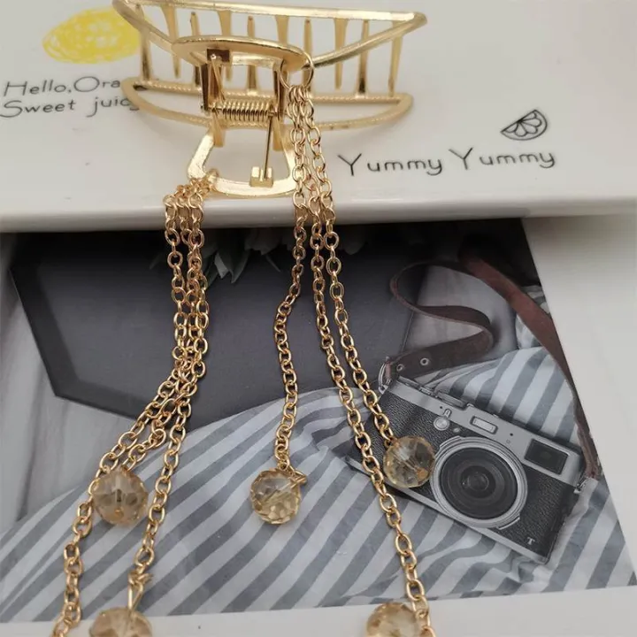 Crystal%20Butterfly%20Tassel%20Hair%20Clip%20for%20Women%20Gold%20Color%20Luxurious%20Hairpins%20Korean%20Style%20Simple%20Elegant%20Female%20Wedding%20Hair%20Accessories%20-%20Image%203