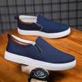 New Trendy Fashionable Black Grey Blue and Khaki Color Korean Canvas Sneakers Shoes for Men Slip On Casual Shoes. 