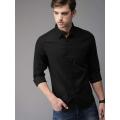 Men Solid Casual Spread Collar Shirt.