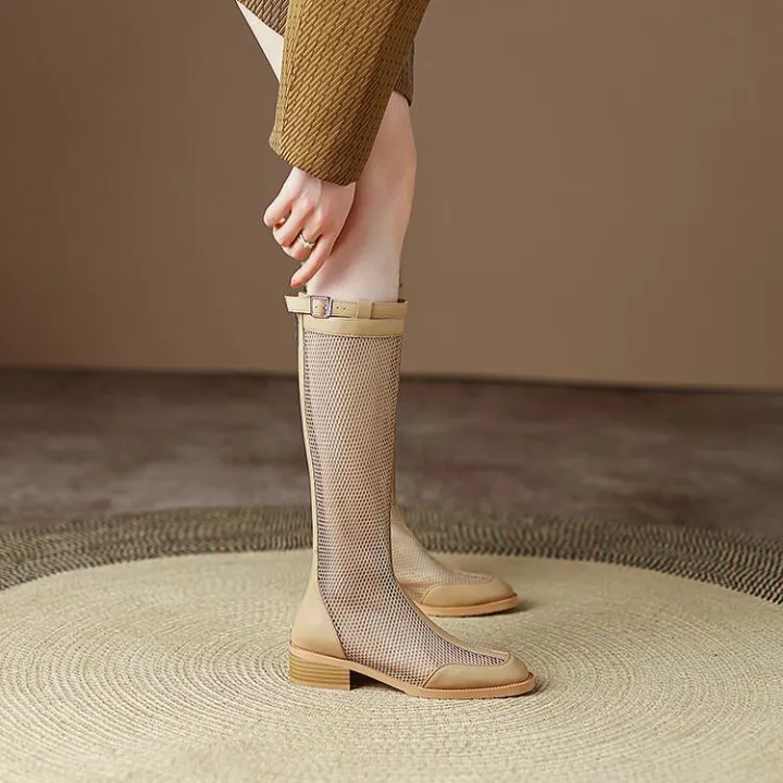 Retro%20Thin%20Mesh%20Boots%20Women2023Spring%20and%20Summer%20New%20Breathable%20Belt%20Buckle%20Chunky%20Heel%20High%20Boots%20Easy%20Matching%20Mesh%20Sandal%20Boots%20-%20Image%205