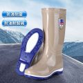 Women's Rain Shoes Knee-High Rain Boots Winter Fleece-Lined Thermal Middle Tube Anti-Slip Rain Boots Rain Shoes Rubber Shoes Low-Cut Rain Boots for Spring and Autumn.