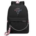 BTS Backpack Chains Decor USB Charging Schoolbag. 
