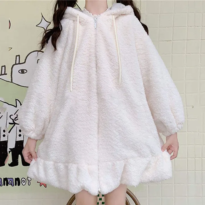 Hoodies%20Women%20Large%20Size%20Solid%20Zip-up%20Long%20Lantern%20Sleeve%20Hooded%20Rabbit%20Ears%20Lolita%20Cute%20Sweet%20Girls%20Harajuku%20Style%20Warm%20Baggy%20-%20Image%205