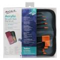 Mont Marte Signature Paint Brush Set - Acrylic Taklon Bristle In Wallet 11pc. 