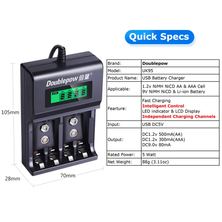 Doublepow%20UK-95%20LED%20Display%20Smart%20Fast%20Charger%20with%20Full%20Charge%20Indicator%20&%20USB%20Portable%20Plug%20Connector%20for%201.2V%20%20AA/AAA%20Size%20&%20Rechargeable%209V%20Ni-MH/Ni-Cd%20Battery%20-%201%20Piece%20-%20Image%2010