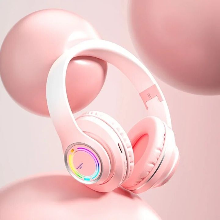 Wireless Headphones Bluetooth Headsets Foldable Game Earphone With Mic Colourful Light Headset For Xiaomi Samsung Phone PC