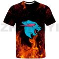 Hip Hop Anime Mr Wolf Beast Lightning Cat 3D T-shirt Harajuku Graphic T Shirts Men Clothing Kids Short Sleeve Oversized T Shirt.