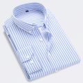 Classic Striped Shirt Men's Single-breasted Long-sleeved Shirts Autumn New Men Top Red Blue Black Slim Version Male Chemise. 