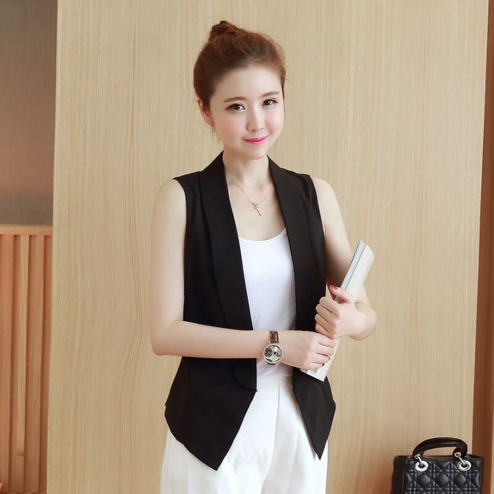 Spring%20Summer%20Women%20Vest%20Black%20Gray%20Sleeveless%20Jacket%20Coat%20Korean%20Elegant%20Office%20Ladies%20Slim%20Blazer%20Waistcoat%20-%20Image%204