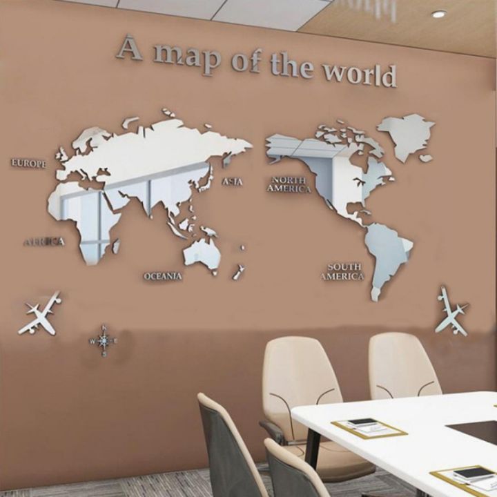 World%20Map%20Wall%203D%20Acrylic%20Wall%20Stickers%20Three-dimensional%20Mirror%20Stickers%20Bedroom%20Office%20Background%20Wall%20Decoration%20Stickers%20-%20Image%202
