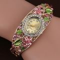Women Watch Alloy Crystal Bracelet Flower Wrist Watch Women Clock Quartz Watches With Rhinestone Quartz Bracelet Watch.