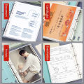 A4 File Folders Display Book 4 Hole Binder Folders Morandi Color Waterproof Document Ring Binder Folder. 