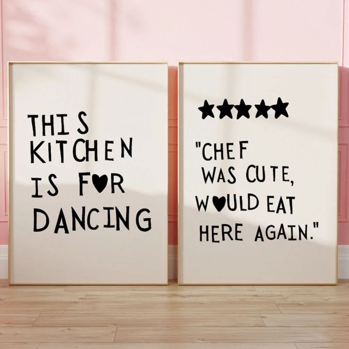 Aesthetic Kitchen Cute Cooking Wall Art Picture Minimalist Heart Black Quote Poster Print Nordic Canvas Painting Room Home Decor
