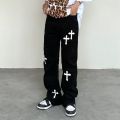 Fashion Brand Cross Jeans Men High Street White Denim Homme Loose Straight Wide Leg Pants Male Casual Streetwear Trousers Gothic.