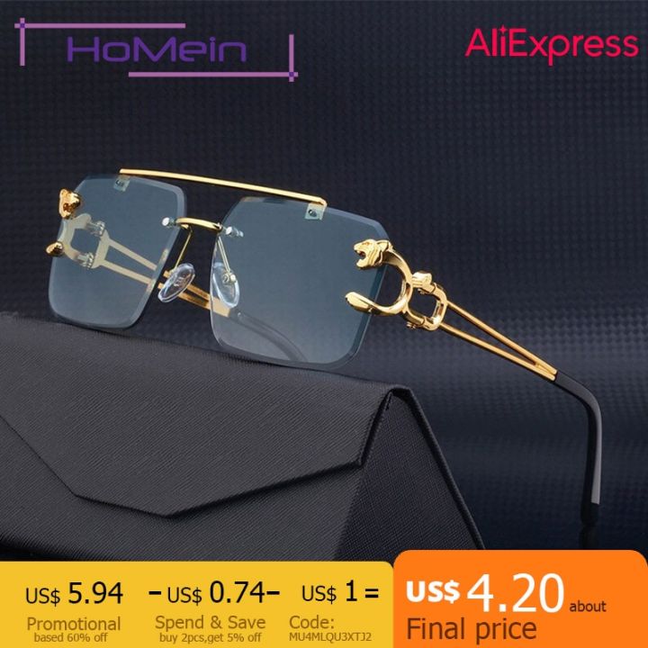 2023 New Retro Rimless Sunglasses for Men Steampunk
