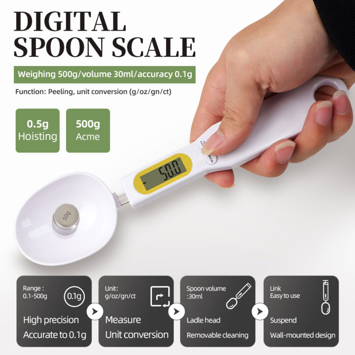 n/ctg/oz/g crystal electronic spoon scale kitchen 500g 0.1g digital chamber measuring tool for milk, coffee, powder, sugar, measuring spoon scale