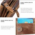 Good Quality Brown Leather Two Zipper Pockets Esiposs Wallet for Men & women. 