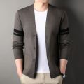 Knitted cardigan men's thin 2023 spring and autumn season new casual middle-aged and young shawl sweater, outer wearing sweater. 