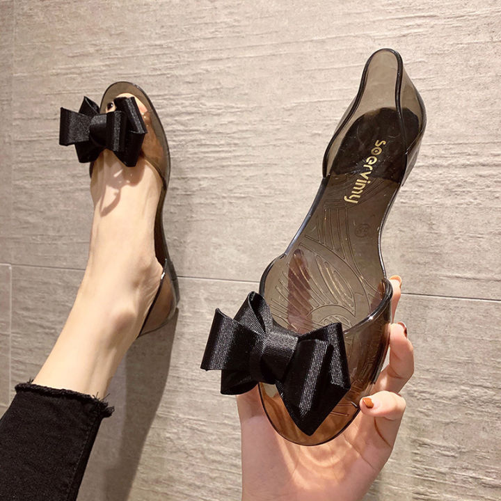 Jelly%20shoes%20women's%20flat%20fish%20mouth%20transparent%20non-slip%20shoes%20shallow%20plastic%20Korean%20version%20of%20the%20Internet%20celebrity%20color-blocked%20bow%20sandals%20foreign%20trade%20-%20Image%207