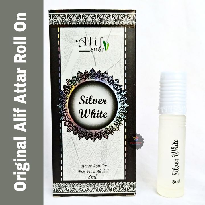 Alif Silver White Attar Long Lasting Roll On Ator Non Alcooholic Perfume - 8ml