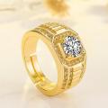 Stalls supply yellow gold-plated domineering full diamond rings diamond rings, business men's rings, color-retaining double row diamond engagement rings.