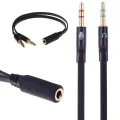 3.5mm 1 Female to 2 Male Headphone & Mic Plugs Audio Y Splitter Cable Cord. 
