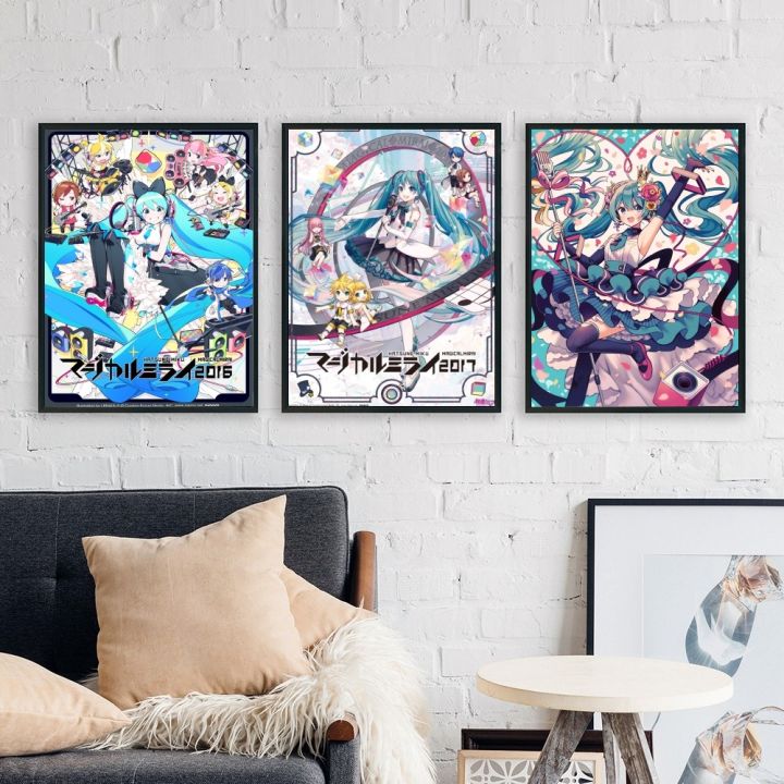 Anime H-Hatsunes M-MikU Magazine Poster No Framed Kraft Club Bar Paper Vintage Poster Wall Art Painting Bedroom Study Stickers