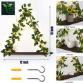 Artificial Ivy Garland with LED & Wooden Wall Hanging Shelf – Decorative Plant Shelf for Bedroom, Living Room, Kitchen & Bathroom (Set of 1/2/3).