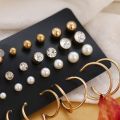 20 Pairs/set Ear rings Pearl Krystal Stud Earrings For Women Girl Punk Jewelry Gift Accessories - Kaner Dul - Kaner Dul. 