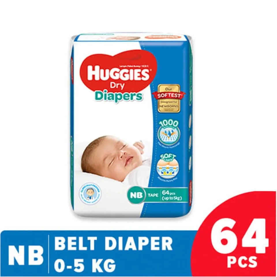Huggies Disposable Dry Baby Diaper Belt (NB) New Born(0-5 Kg