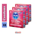 SKINS Dots & Ribs Premium Condoms 3,s Combo Pack (4x3)=12Pcs (UK). 
