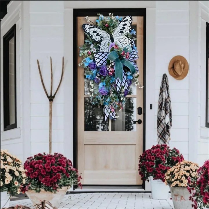 Summer%20Rose%20Butterfly%20Wreath%20Mother's%20Day%20Home%20Wall%20Hanging%20For%20Front%20Door%20Home%20Living%20Room%20Art%20Decoration%20Artificial%20Wreath%20Spring%20-%20Image%204